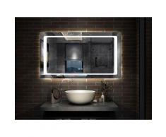 Aica Italy - Lampada da parete a led Risparmio di Energia con specchio da bagno ad angolo tondo con