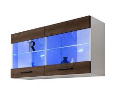 Vetrina da Parete T25, (LxAxP): 100 x 50 x 30, Carcassa in Bianco Opaco, Frontali in Bronze Opaco,