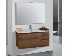 Mobile Da Bagno Sospeso 100cm Maiorca Light 2+2 Noce Scuro Frassinato - Mazzoni