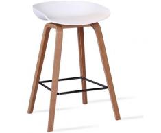 Furnmod Design Your Space - Sgabello Daxer Nordic 65 cm in Legno di Faggio | Bianco - Bianco