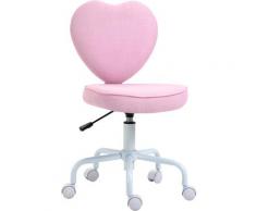 Sedia per Scrivania Cameretta a Forma di Cuore con 5 Rotelle Girevoli - Homcom