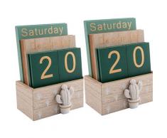 Calendario perpetuo, calendario in legno per accessori da scrivania in casa e ufficio Calendario