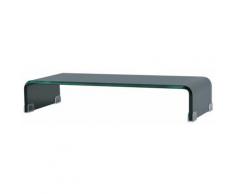Hommoo Mobile/Rialzo Porta TV in Vetro Nero 60x25x11 cm VD09898