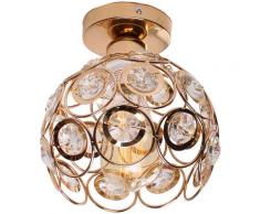 Plafoniera in Cristallo, Plafoniera Moderna a 1 Lampadina con Paralume Ø20cm, Lampadario in Metallo