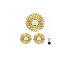 Set 3 Specchi Decorativi a Forma di Sole Rotondo da Parete vari colori colore : Oro