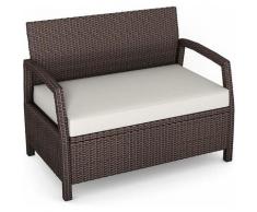 Poltrona in Rattan, Sedia da Giardino con Cuscino, Divano in Rattan da Esterno, 108 x 65 x 83 cm,