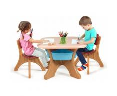 Costway - Set Tavolo e Sedie per Bambini, 1 Tavolino e 2 Sedie, capacit¨¤ di Peso 80kg, Contenitore