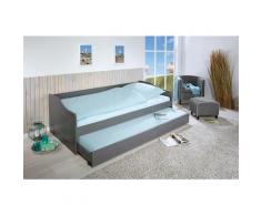 Dmora - Divano letto con letto estraibile, in pino tinto grigio, cm 97x208x62