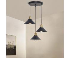 SET di 3 lampade a sospensione plafoniera E27 lampada a sospensione retro industriale vintage nero