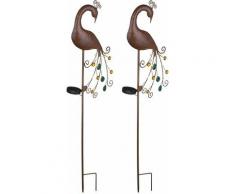2x LED Lampade a sospensione solare esterna a spina Lampade per terrazzi Luci pavone color bronzo