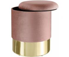 Sgabello Sarina - Pouf imbottito effetto velluto, pouf, sgabello - rosa