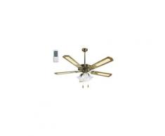 Ventilatore da soffitto in legno noce scuro 4 lampade c/telecomando - Mod. Marco Polo