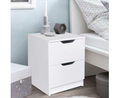 Comodino Mobiletto Cassettiera 2 Cassetti Design Moderno in legno mdf Bianco