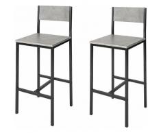 Set Sedie 2 pz in metallo da bar Sgabelli da balcone con poggiapiedi vari colori colore : GRIGIO