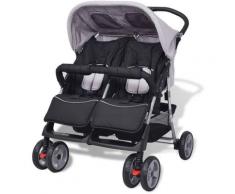 Passeggino Gemellare in Acciaio vari colori colore : Grigio e nero
