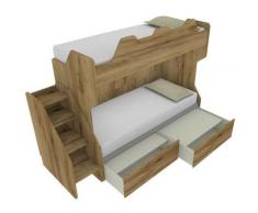 SMART - Letto a castello con secondo letto estraibile con scaletta contenitore indipendente