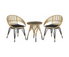 Set da balcone in rattan color naturale e nero PELLARO