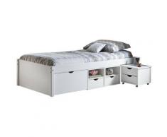 Letto till +vani contenitore+comodino 96x209x47,5h pino massello - Inter Link