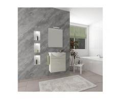 Mobile bagno sospeso 55 cm Holly in legno Rovere Bianco con un cassettone e Lavabo in ceramica |