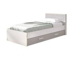 Letto a scomparsa modulare 90 x 190 cm o 90 x 200 cm Bianco e Grigio - libona - Grigio, Bianco