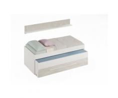 Cameretta da bambini con letto e mensola, colore bianco, misure cm 199 x 65 x 96