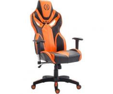 Sedia da ufficio racing Fangio, in similpelle Nero/arancione