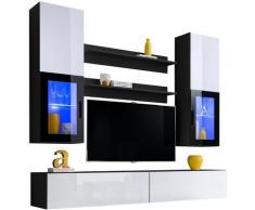 Extreme Furniture - Parete Attrezzata Sky, (LxAxP): 200 x ~195 x 41, Carcassa in Nero Opaco,