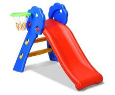 Scivolo con Canestro da Basket per Bambini Multicolori 108x71,5 x68 cm