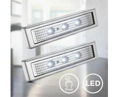 Lampade led adesive a batterie, set di 2, accensione a pressione, Luci da parete o sottopensili,