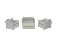 Giordanoshop - Set Salotto Da Giardino Divano 2 Poltrone E Tavolino Kios Avorio