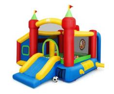 Dreamade - Castello Gonfiabile 6 in 1 con 100 Palline, Trampolino, Scivolo, Freccette da Lancio a