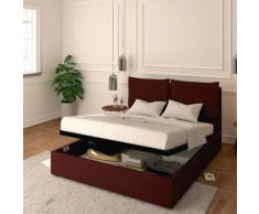 Letto con Contenitore Modello Licia in Ecopelle con Rete a Doghe colore Bordo - Baldiflex