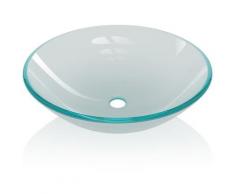 Lavabo da Appoggio Lavandino Bagno Rotondo Moderno in Vetro Temperato 42x14 cm - Glassato