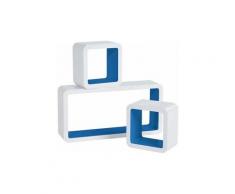 Nova - Set 3 Mensole da Muro a Cubo Scaffale Parete Design Moderno Vari Colori colore: Blu Scuro