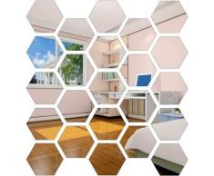 Betterlifeit - bette Specchi adesivi da parete esagonali in acrilico da 24 pezzi - Decorazione da