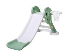 Giordanoshop - Scivolo per Bambini 146x68x68 cm con Canestro e Pallone Basket Verde e Bianco
