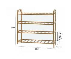 Scarpiera porta scarpe 4 ripiani piani legno bamboo bambu scaffale mobile 69413