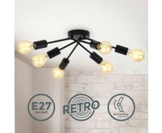 I Lampada da soffitto retrò a 6 lampade I girevole I curvo I E27 I nero I senza lampadina