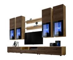 Parete Attrezzata London, (LxAxP): 300 x ~195 x 45, Carcassa in Wotan Opaco, Frontali in Bronze