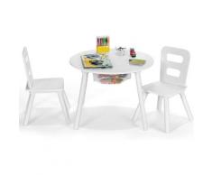 Set Tavolo Rotondo con 2 Sedie per Bambini, Set 3 Pezzi con Tavolo Attivit¨¤ di Legno, con Borsa a