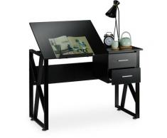 Scrivania Orientabile, Supporto Inclinabile, da Disegno o per pc, hlp 75x110x55cm, Nero - Relaxdays