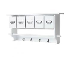 Serie vintage appendiabiti mensola cucina HWC-C49 legno con cassetti ~ bianco laccato