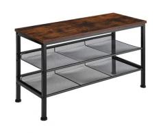 Scarpiera Derry 75,5 x 30,5 x 45,5 cm - Scarpiera con ripiani in reticolato, mensola portascarpe,