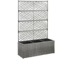 Letto Rialzato a Traliccio 3 Vasi 83x30x130cm Polyrattan Grigio Grigio - Vidaxl