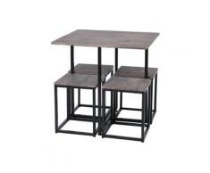 Set Tavolo da Pranzo 1 Tavolo e 4 Sedie Basse - Set Tavolo e Sgabello da Cucina Sala da Pranzo