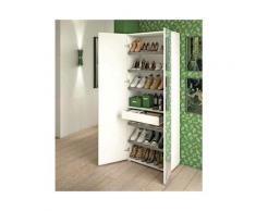 Armadio multiuso a 1 anta con specchio, 100% Made in Italy, Mobile portascarpe con 1 cassetto e 6