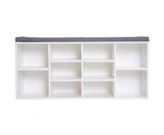 Panchina Scarpiera con Ripiani Regolabili in Legno Bianco e Grigio, 104x30x48cm - Homcom
