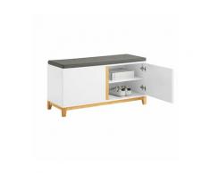 Panca Scarpiera ingresso con seduta, Cassapanca contenitore con 2 ante, 90x34x46cm FSR117-W SoBuy