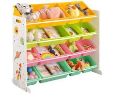 Songmics - Scaffale per Giocattoli, Mobiletto per Bambini con 16 Contenitori Rimovibili in PP, per