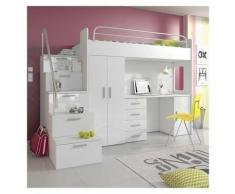 Garnero Arredamenti - Cameretta per bambini simone Gihome ® bianco lucido letto a soppalco design